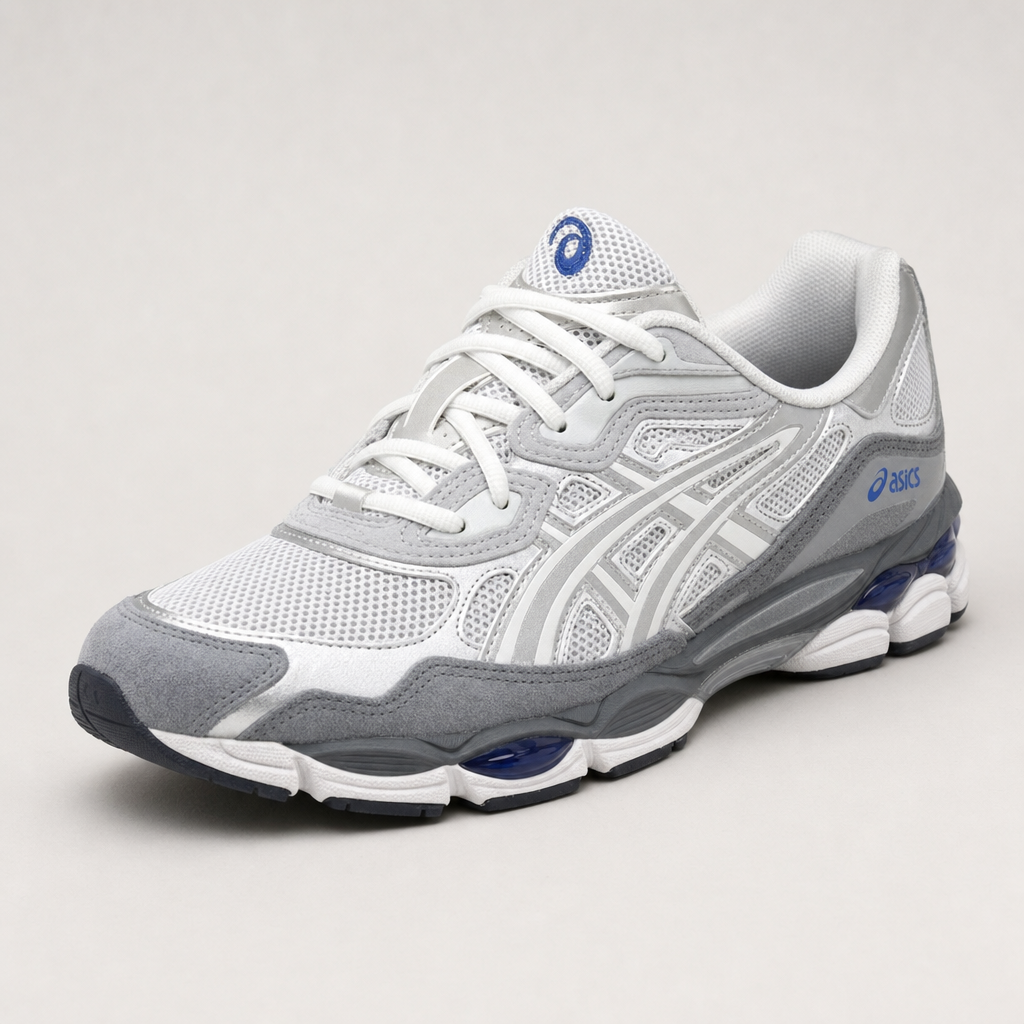 ASICS GEL-NYC - White / Grey / Blue – преден кос приказ
