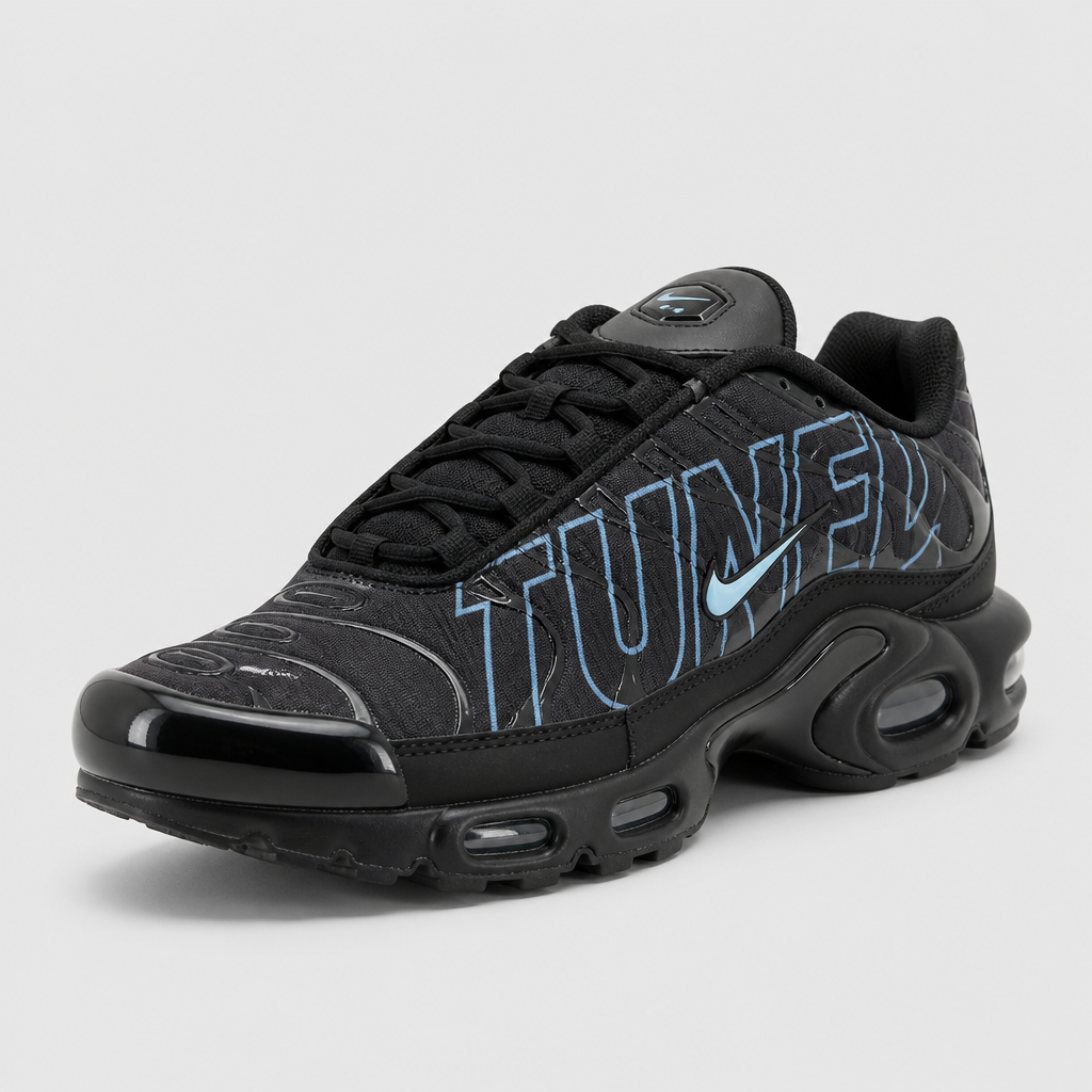 Nike Air Max Plus Tuned Air Black University Blue црни патики - агол однапред лево