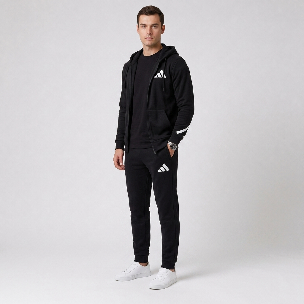 Adidas машки комплет тренерка црна - три четвртини