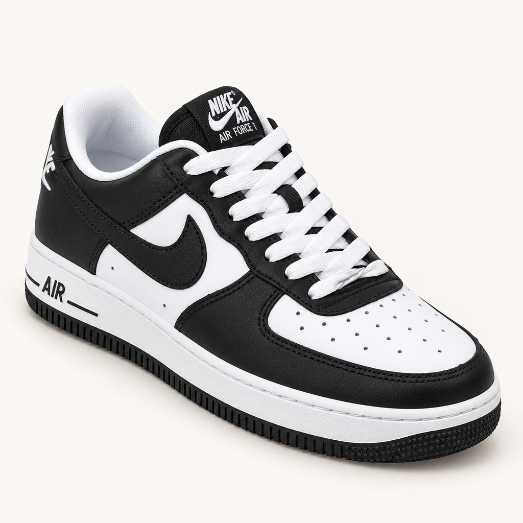 Nike Air Force 1 - Black / White — преден агол