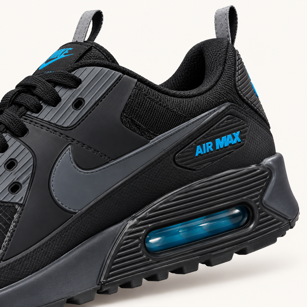 Nike Air Max 90 Drift - Black / Blue — детал на петицата
