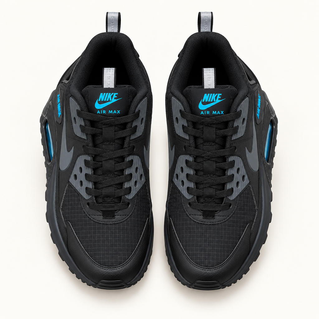 Nike Air Max 90 Drift - Black / Blue — поглед одозгора