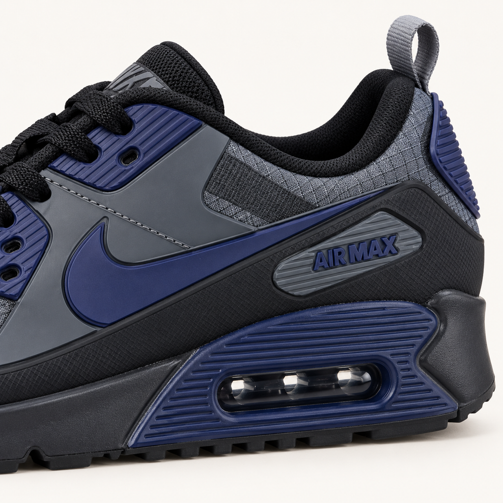 Nike Air Max 90 Drift - Grey / Indigo — детал на петицата