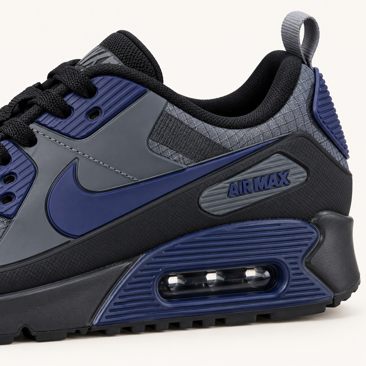 Nike Air Max 90 Drift - Grey / Indigo — детал на петицата