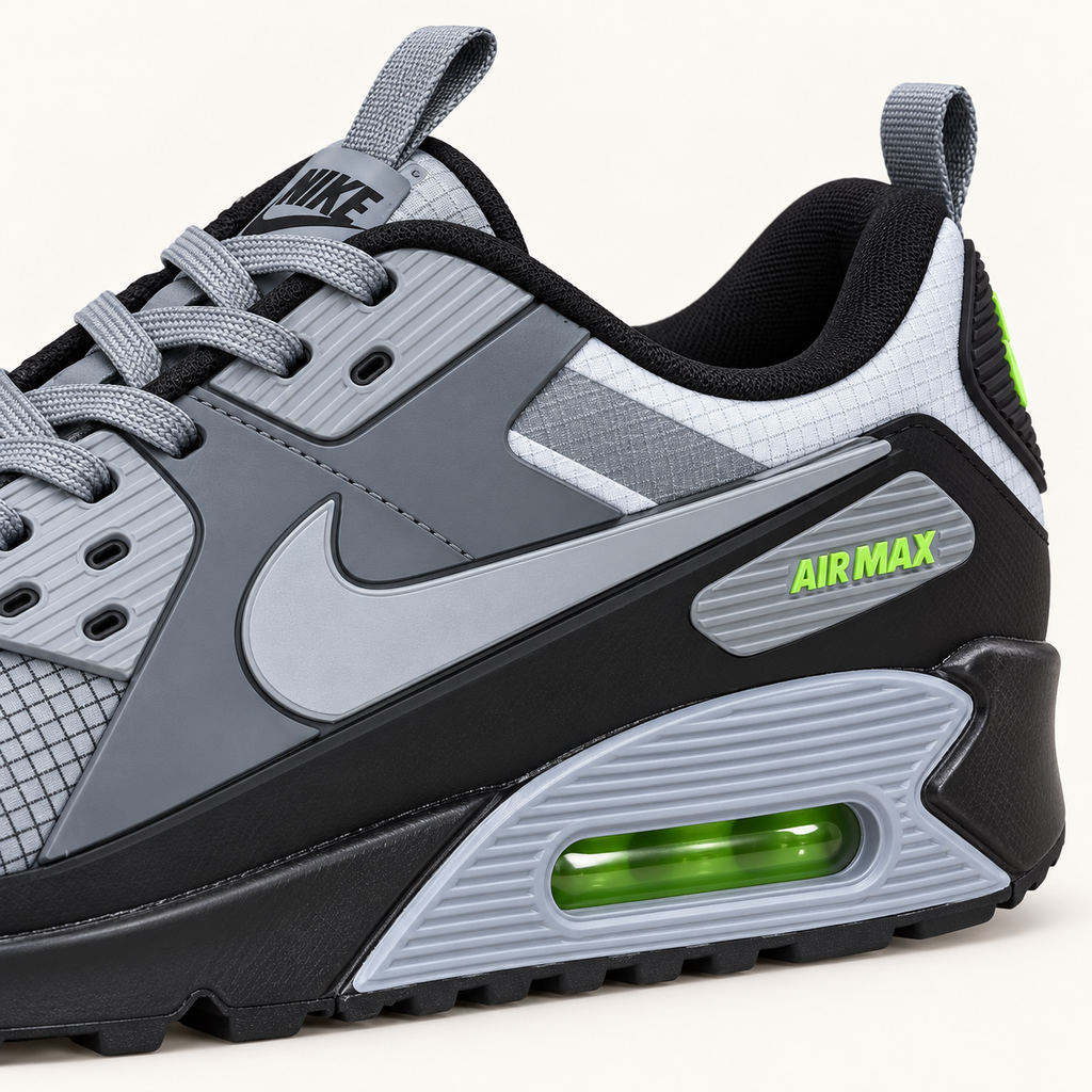Nike Air Max 90 Drift - Grey / Volt — детал на петицата