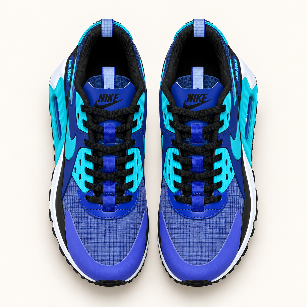 Nike Air Max 90 Drift - Royal / Turquoise — поглед одозгора