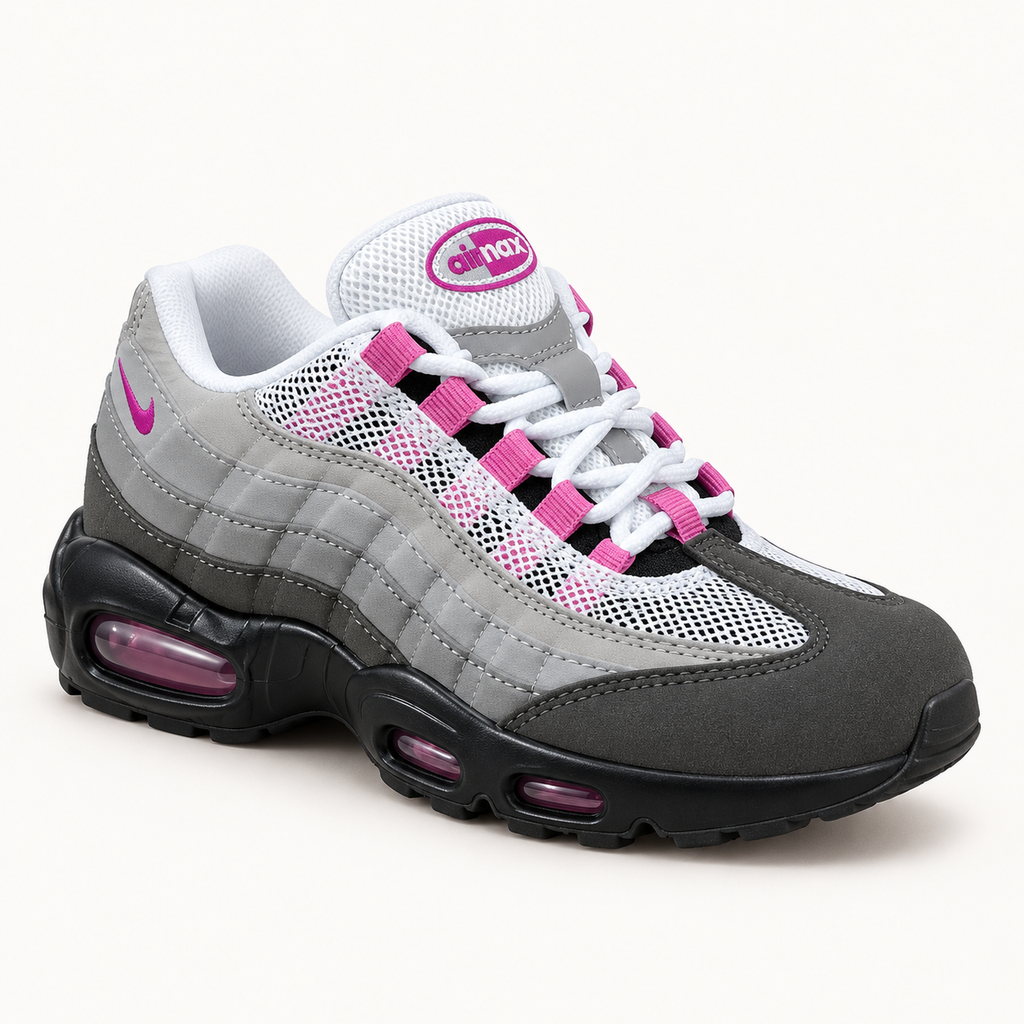 Nike Air Max 95 Kids - Grey / Pink — преден кос поглед