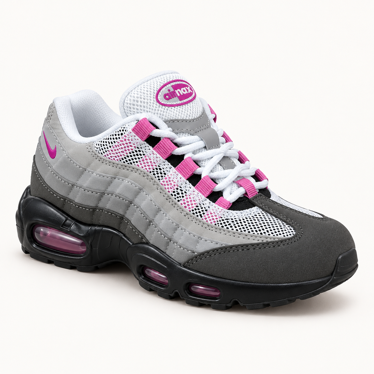 Nike Air Max 95 Kids - Grey / Pink — преден кос поглед