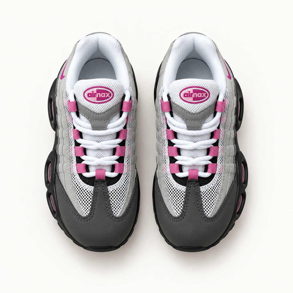 Nike Air Max 95 Kids - Grey / Pink — пар одозгора