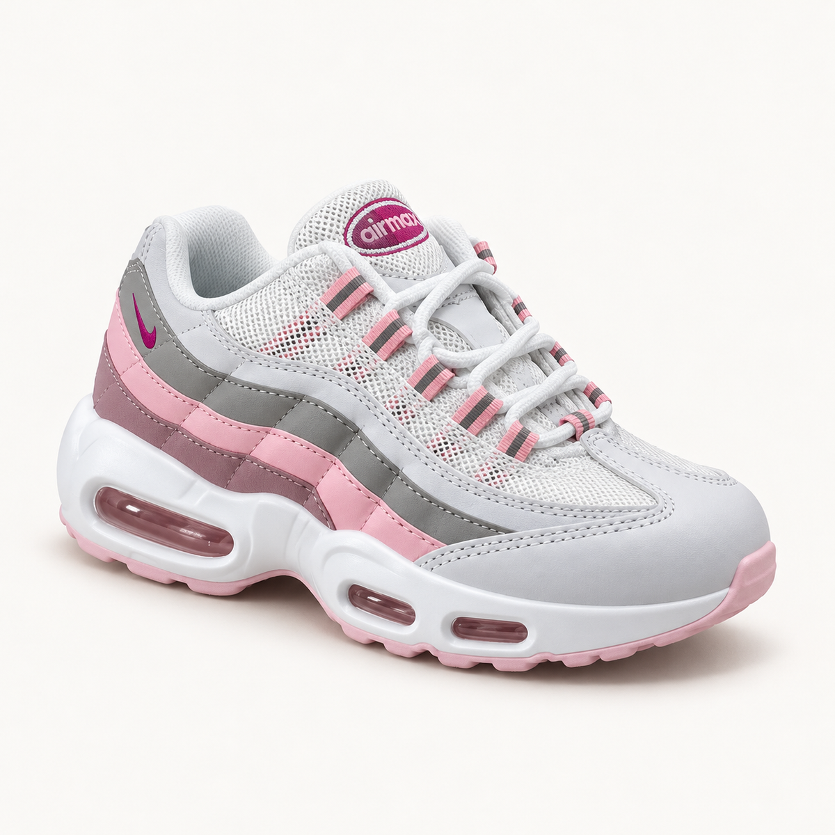 Nike Air Max 95 Kids - White / Pink — преден кос поглед