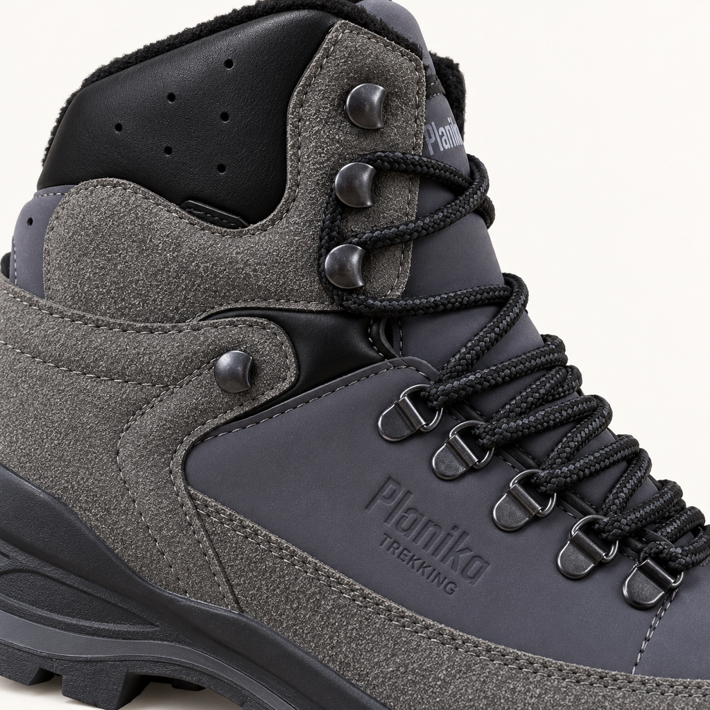 Planika Trekking Boots - Grey — детали на врвките и панелите