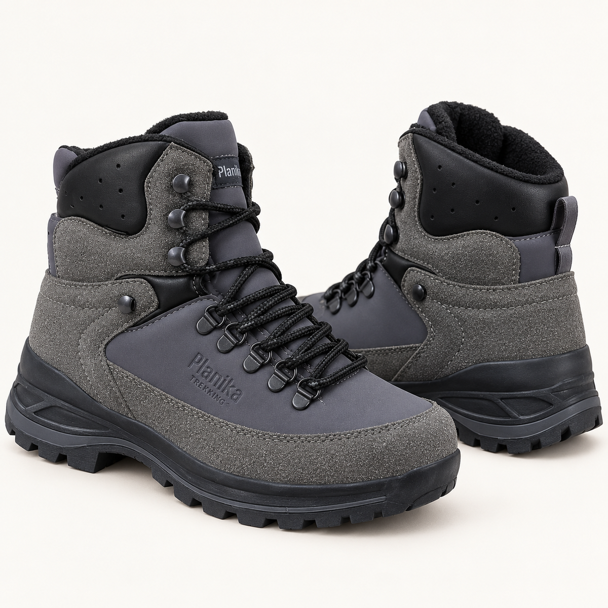 Planika Trekking Boots - Grey — пар чизми од напред и одзади