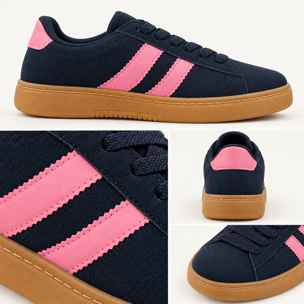 Retro Duo - Navy / Pink – детали на линиите и ѓонот