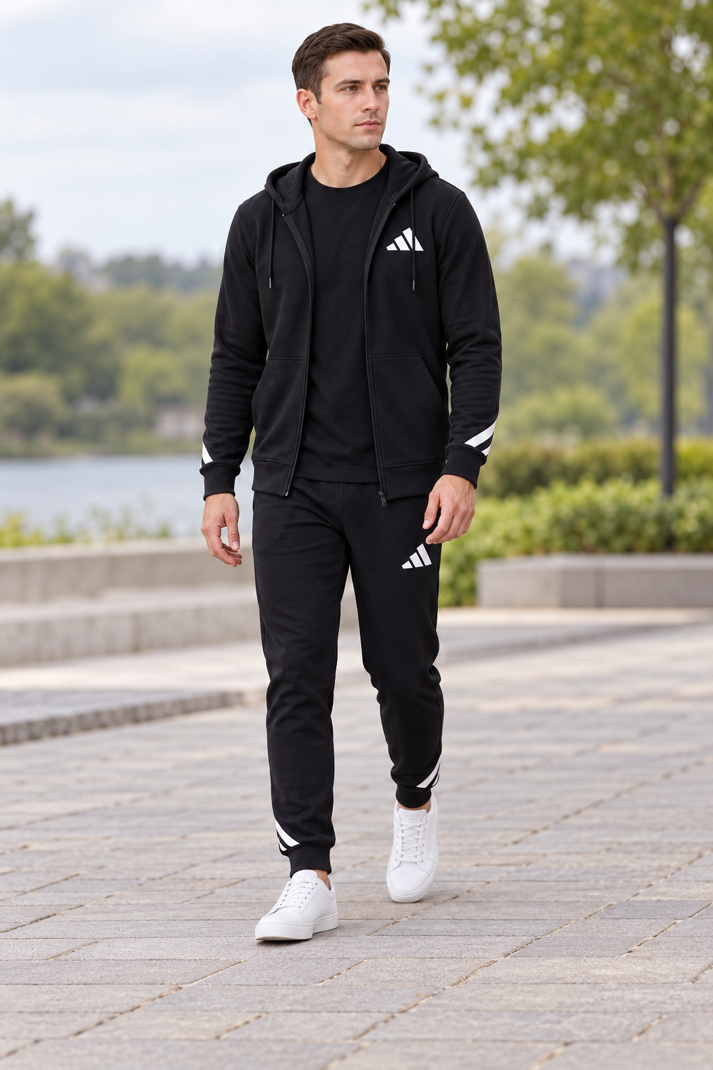 Adidas Accent Zip - Men Black/White — изглед на модел на прошетка