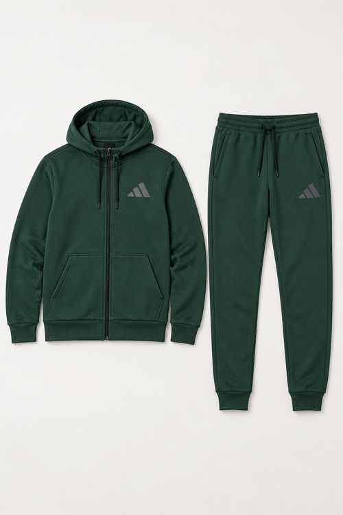 Adidas Logo Zip - Men Forest Green — студиски приказ на производот