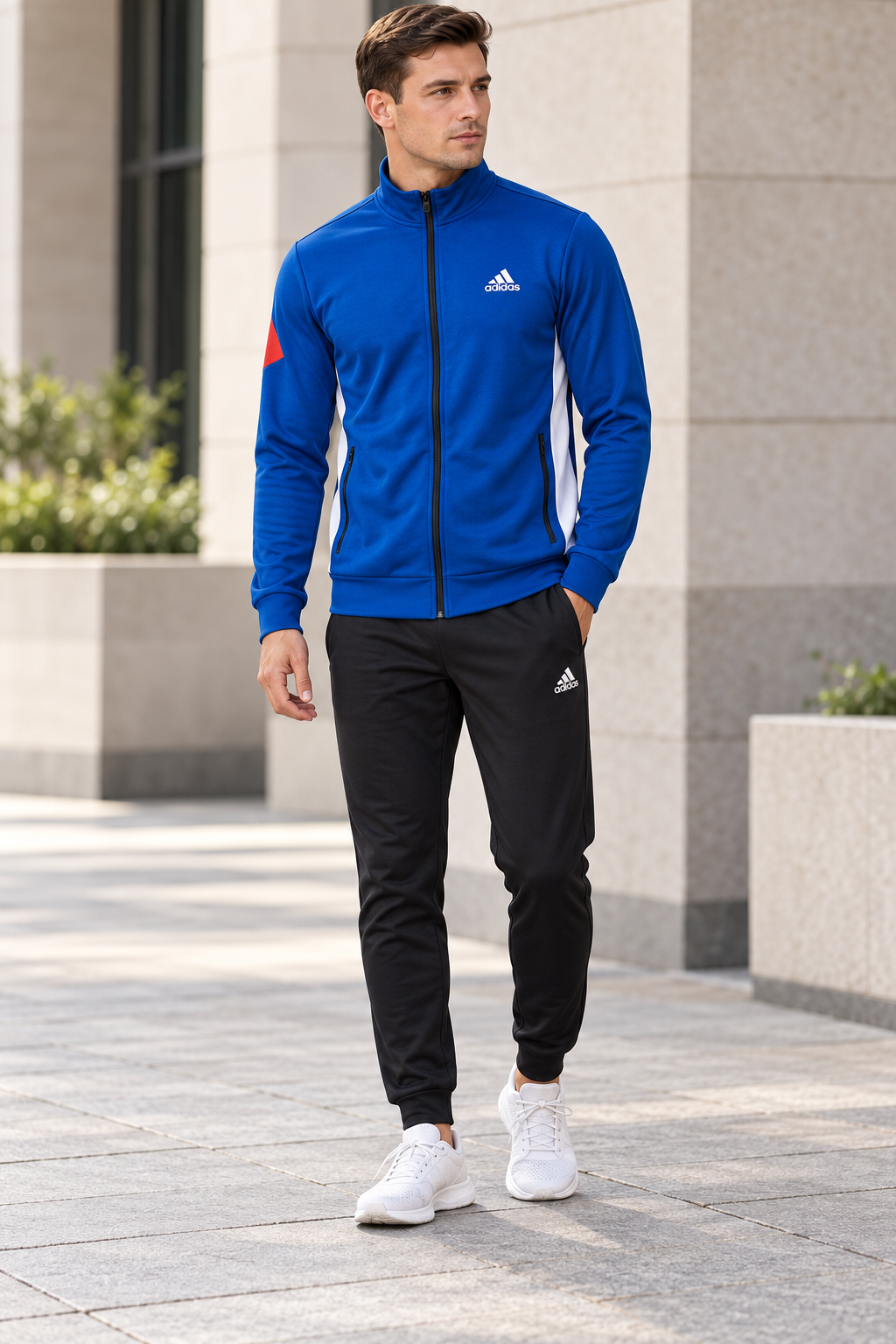 Adidas Panel Track - Men Royal Blue/Black — изглед на модел во градска сцена