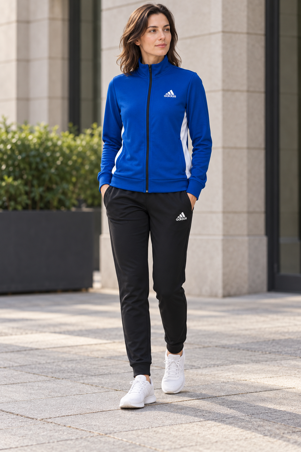 Adidas Panel Track - Women Royal Blue/Black — изглед на модел во градска сцена